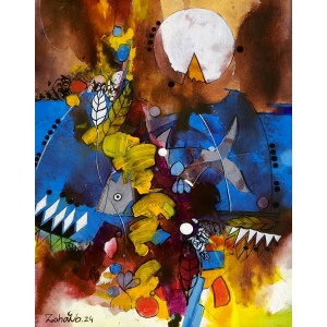 Zohaib Rind, 16 x 20 Inch, Acrylic on Paper, Abstract Painting, AC-ZR-270